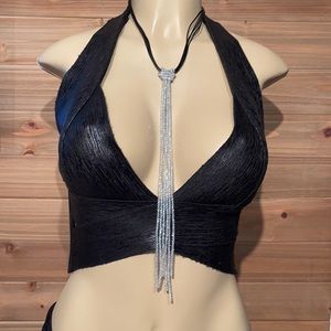COPY - Bandeau halter Bralette.  Leather look. SZ 40